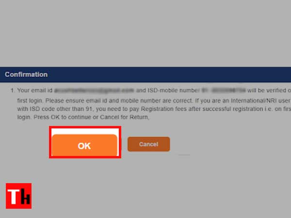 Click ok to complete the IRCTC Sign up/ Registration
