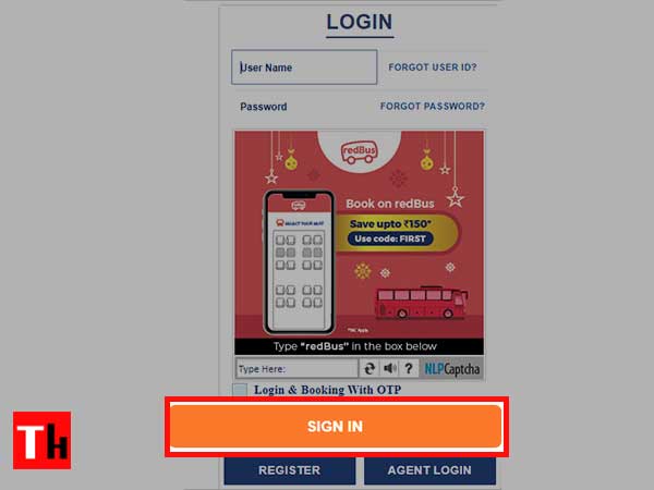 sign in irctc web page 