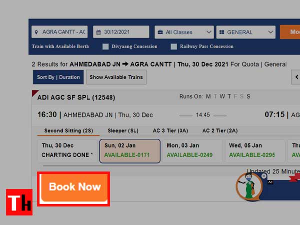choose the available tickets and click on Book Now tab