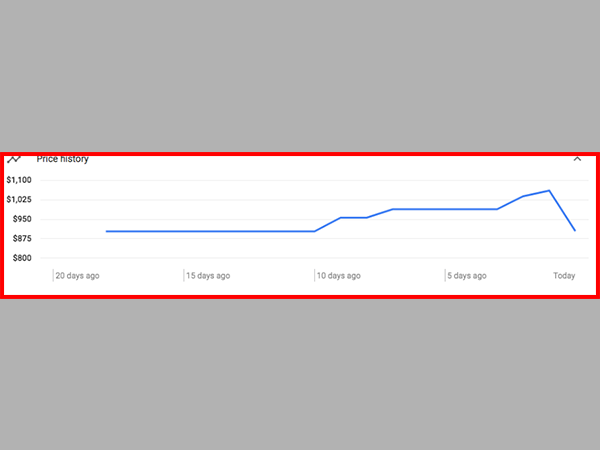 Price History Graph of Tracked Flights