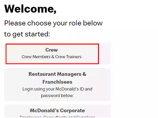 choose crew as your role