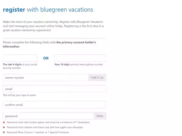 Fields for Owner Registration