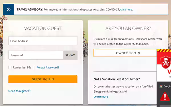 Vacation guest sign-in fields