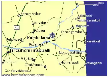 Map Location of Vaitheeswaran Temple Kumbakonam
