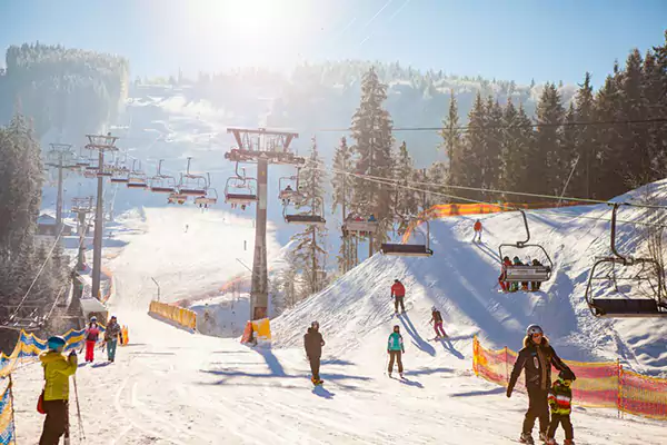 Skiing in the French Alps, France
