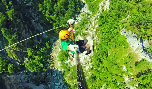 Zip-lining in the Julian Alps, Slovenia
