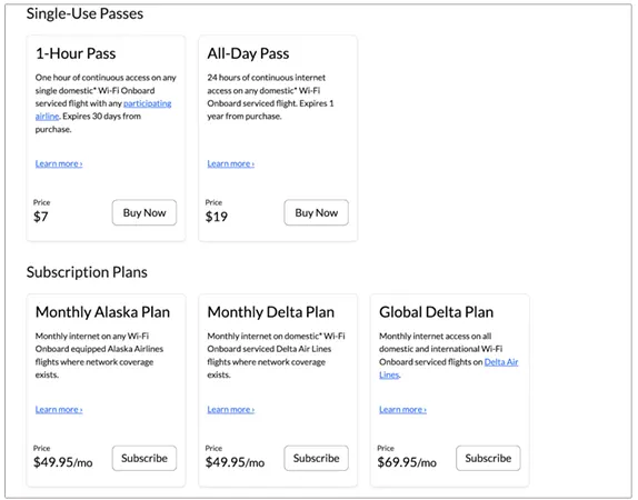 WiFi Subscription Plans