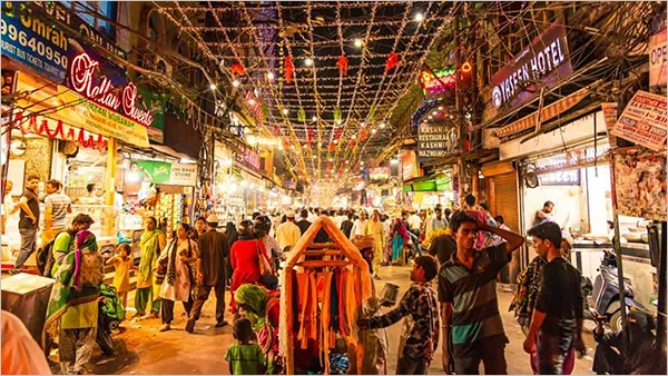 Sarojini market at night