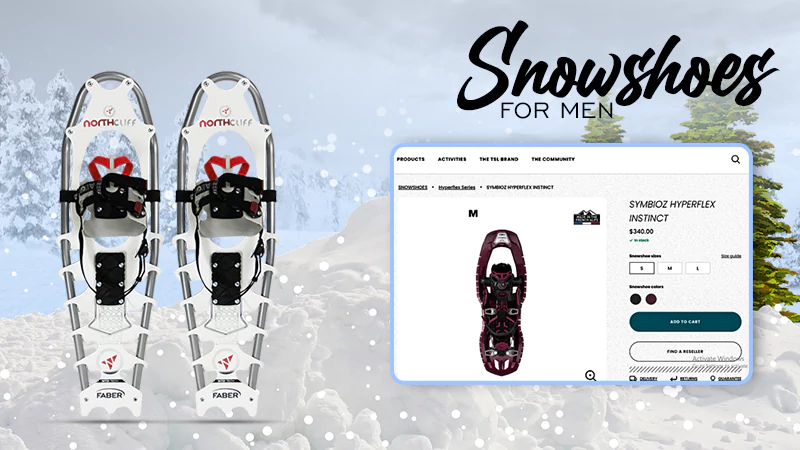 man snowshoes