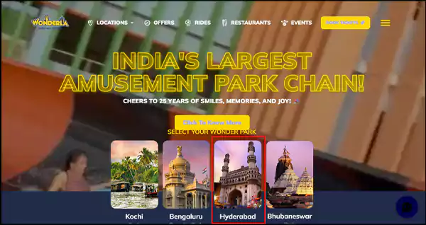 Wonderla online ticket booking
