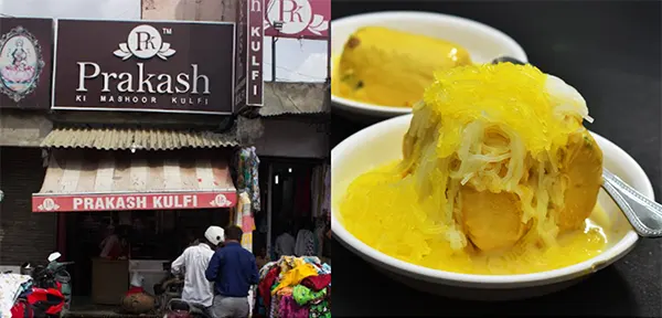 Kesariya Badam Pista Kulfi with Falooda at Prakash Ki Mashoor Kulfi