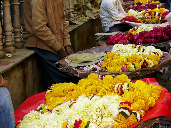 Garland Vendors outside Banke Bihari Temple Vrindavan