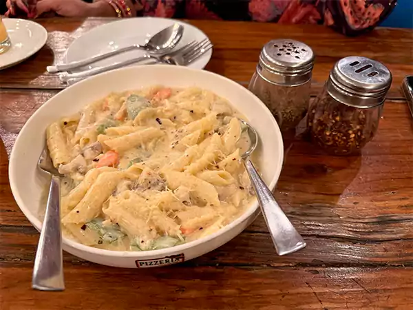 White Sauce Pasta Mushroom Cheese Cream and Vegetable