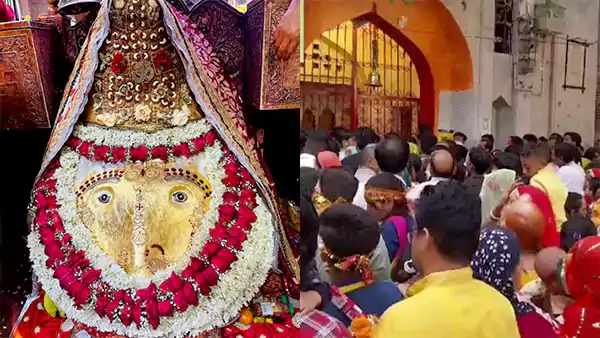 Crowd in Kalkaji during hindu festival Navaratri