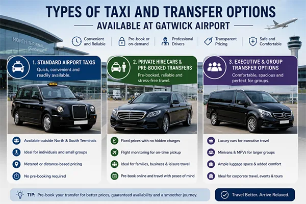 types of taxi and transfers option
