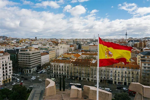 Flag with City Horizon in the Background