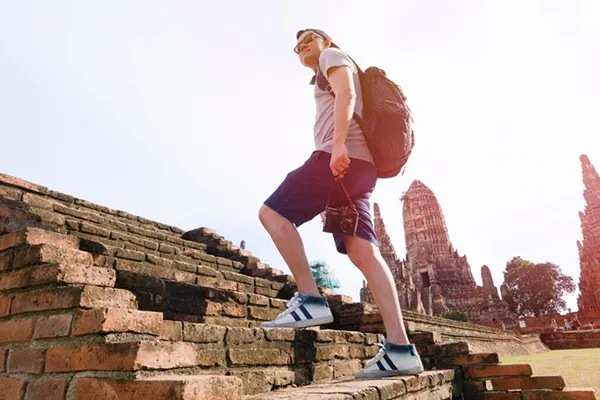 Tourist Exploring a Cultural Site